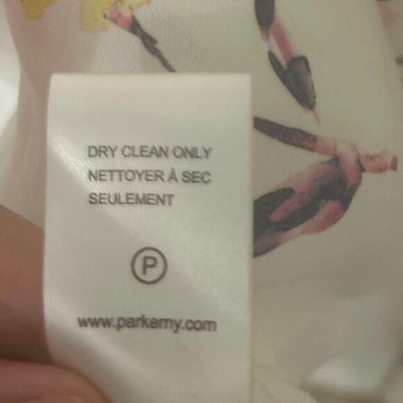 PARKER NWT White Floral Smocked Waist Flutter Sleeve  Mini Dress Large Whimsy - Picture 12 of 12